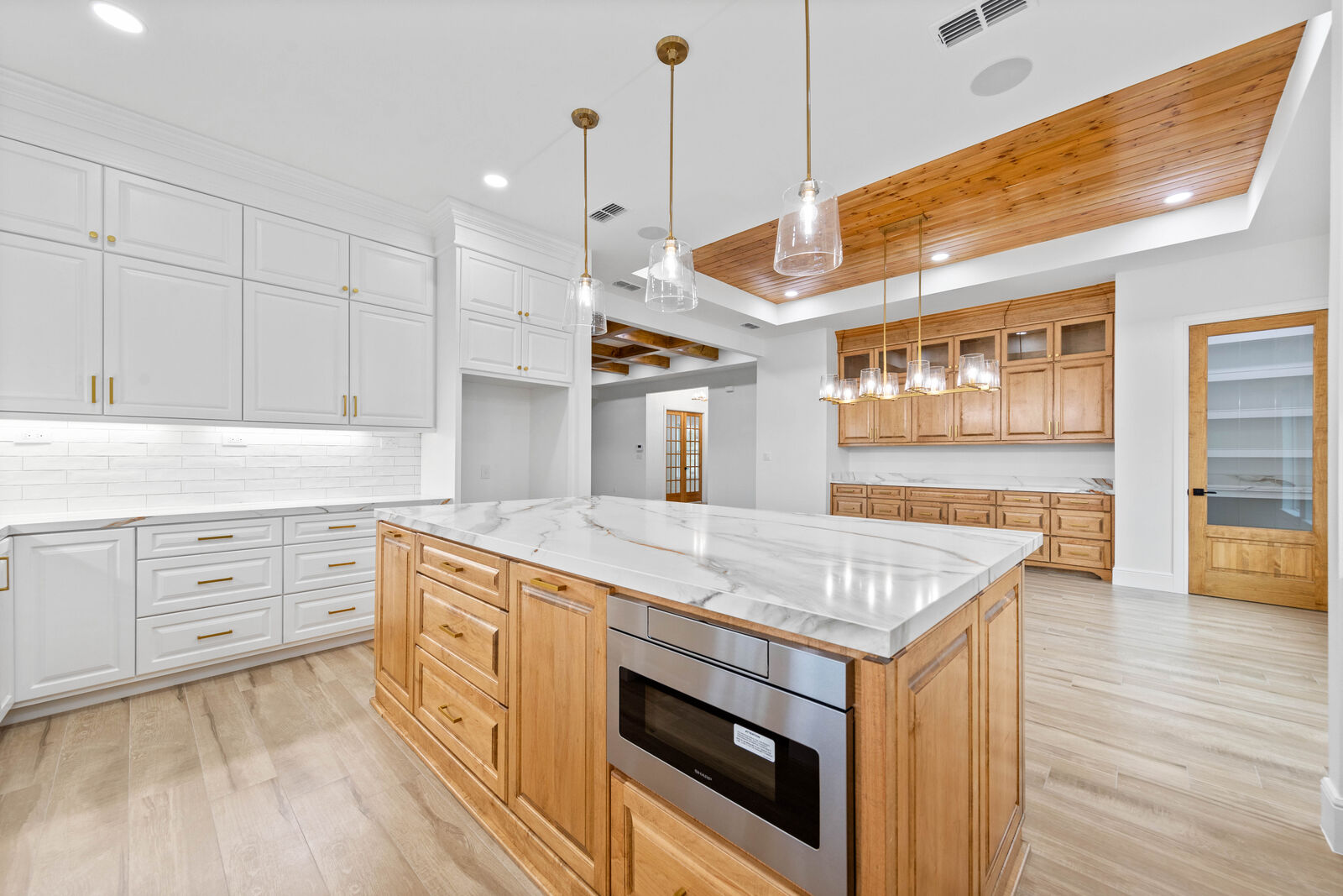 Custom kitchen with marble island